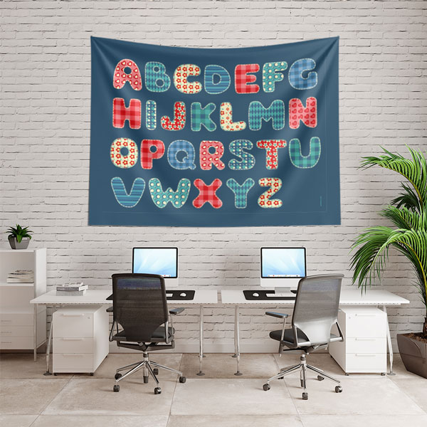 Patchwork Alfabe Desenli Kumaş Duvar Örtüsü 8237