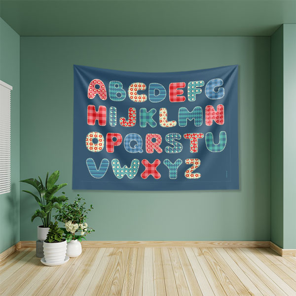 Patchwork Alfabe Desenli Kumaş Duvar Örtüsü 8237