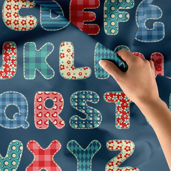 Patchwork Alfabe Desenli Kumaş Duvar Örtüsü 8237