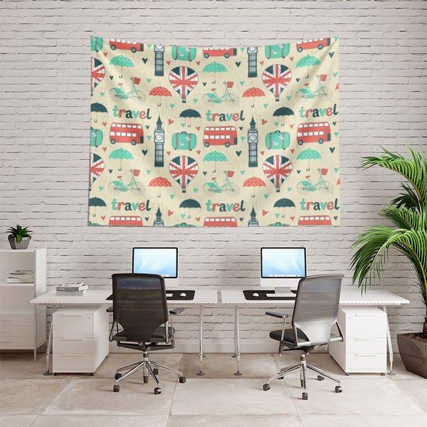 Londra Seyahat Temalı Çizgisel Duvar Örtüsü 8254