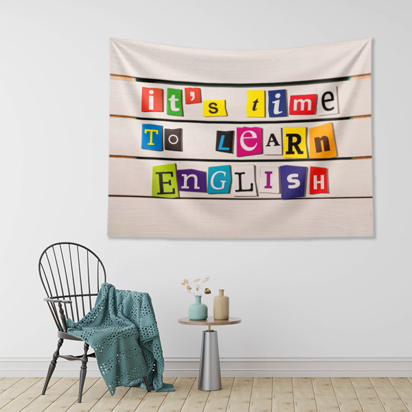 "İngilizce Öğrenme Zamanı" Kumaş Duvar Örtüsü 8235