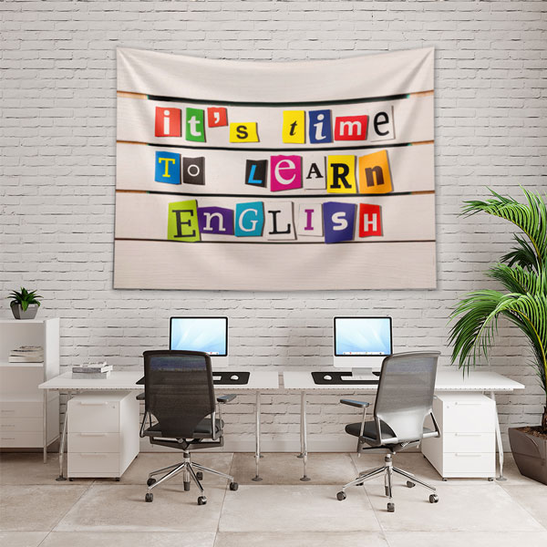 "İngilizce Öğrenme Zamanı" Kumaş Duvar Örtüsü 8235
