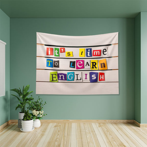 "İngilizce Öğrenme Zamanı" Kumaş Duvar Örtüsü 8235
