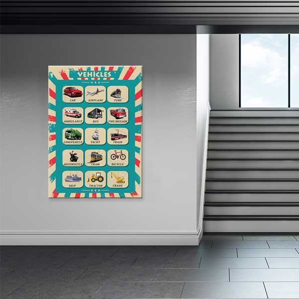Araçlar İngilizce Poster Tablo – B-510