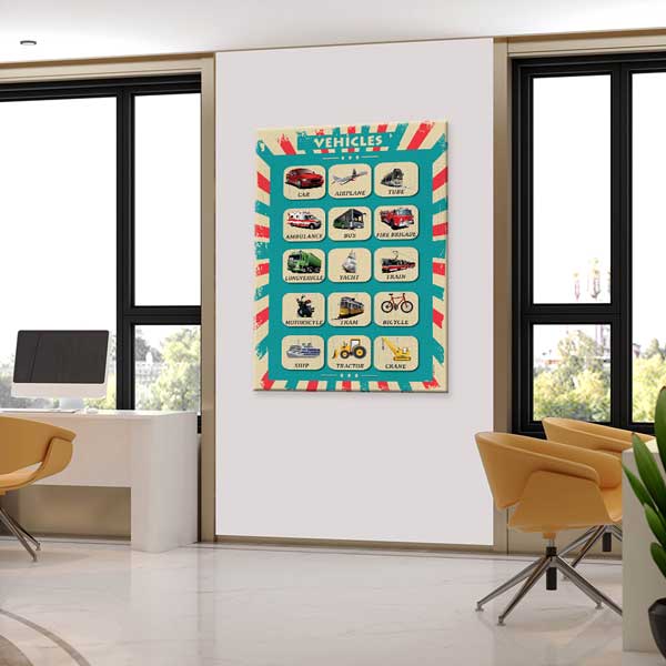 Araçlar İngilizce Poster Tablo – B-510