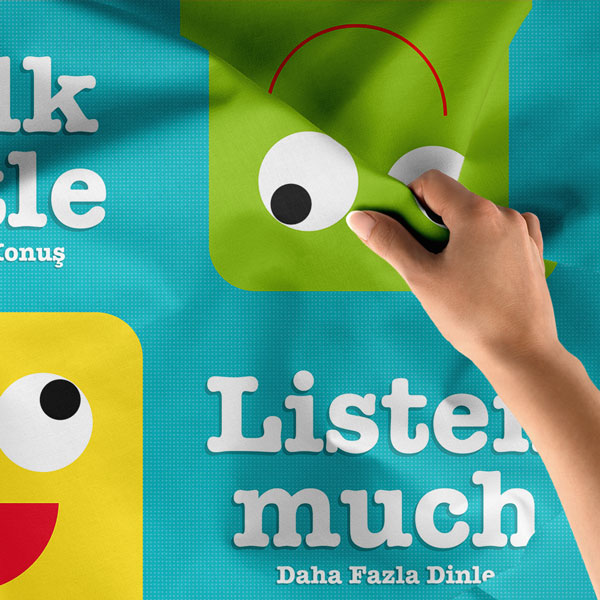 "Daha Az Konuş Daha Fazla Dinle" Eğitici Duvar Örtüsü 8238