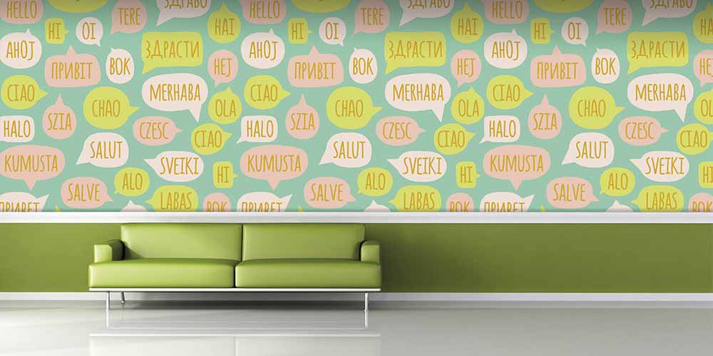 english-class-wallpaper-1113-01 Farklı Dillerde Merhaba Desenli Duvar Kağıdı 1113