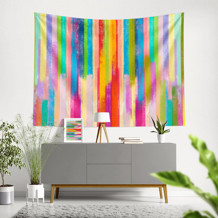 Renkli Çizgi Soyut Duvar Örtüsü 4193