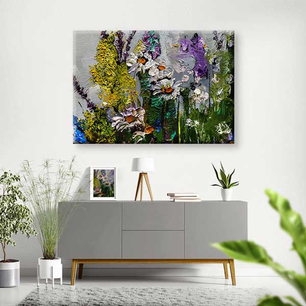 Renkli Soyut Çiçek Desenli Kanvas Tablo 4210