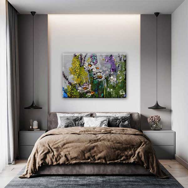 Renkli Soyut Çiçek Desenli Kanvas Tablo 4210