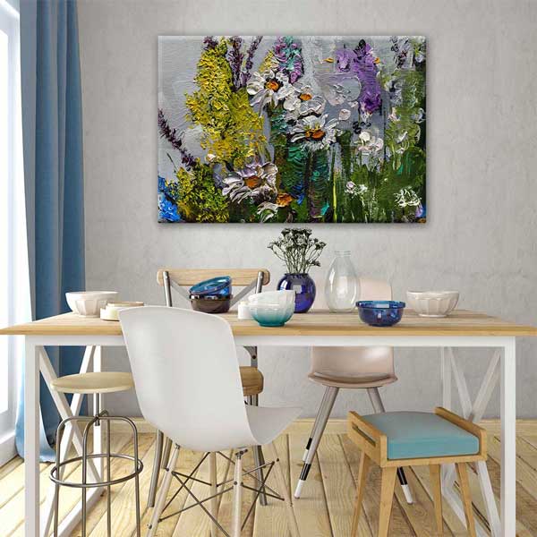 Renkli Soyut Çiçek Desenli Kanvas Tablo 4210