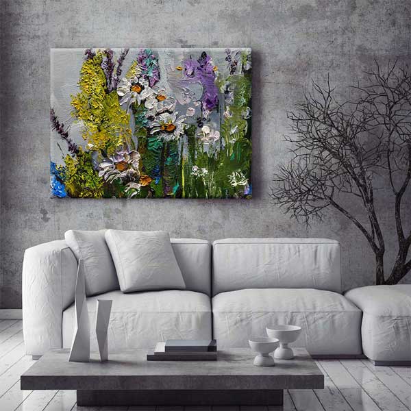 Renkli Soyut Çiçek Desenli Kanvas Tablo 4210