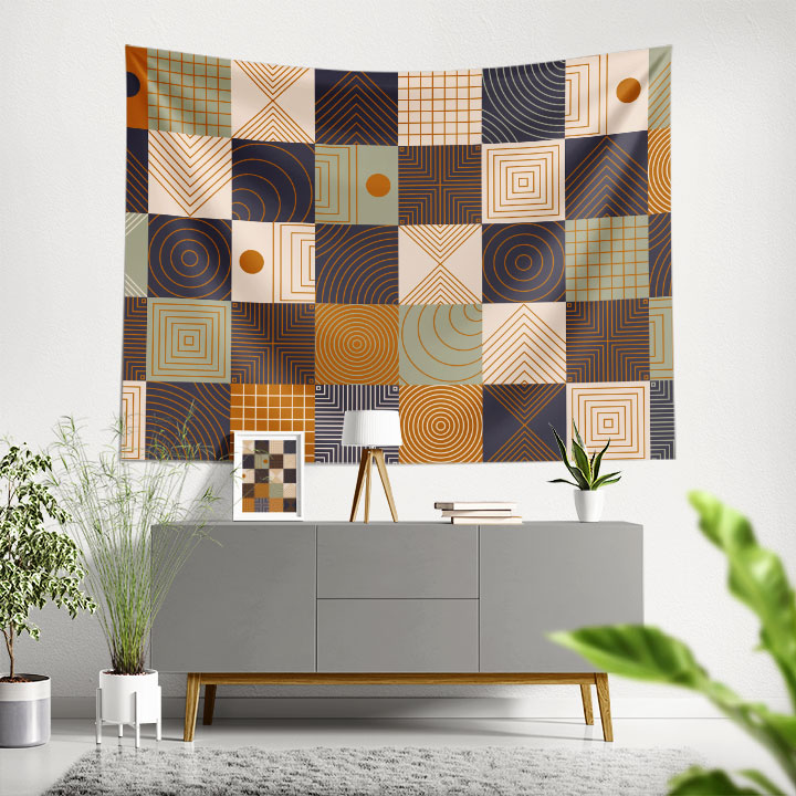 Modern Geometrik Desen Duvar Örtüsü 4125