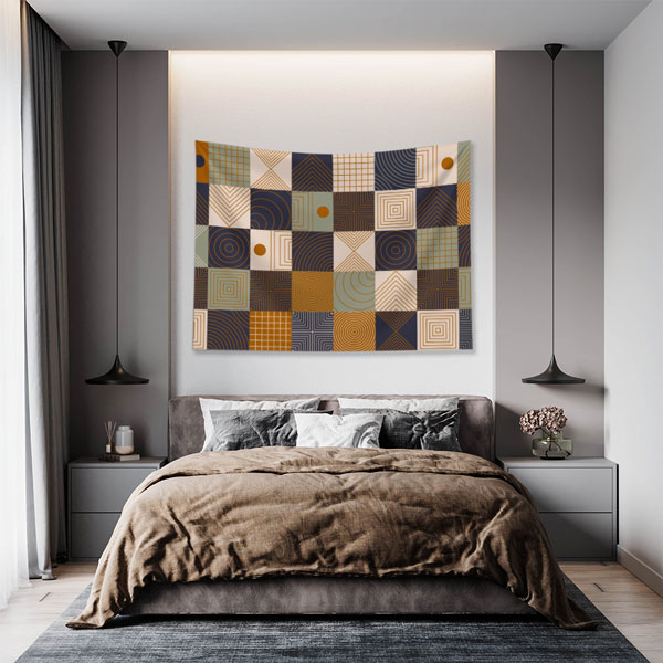 Modern Geometrik Desen Duvar Örtüsü 4125