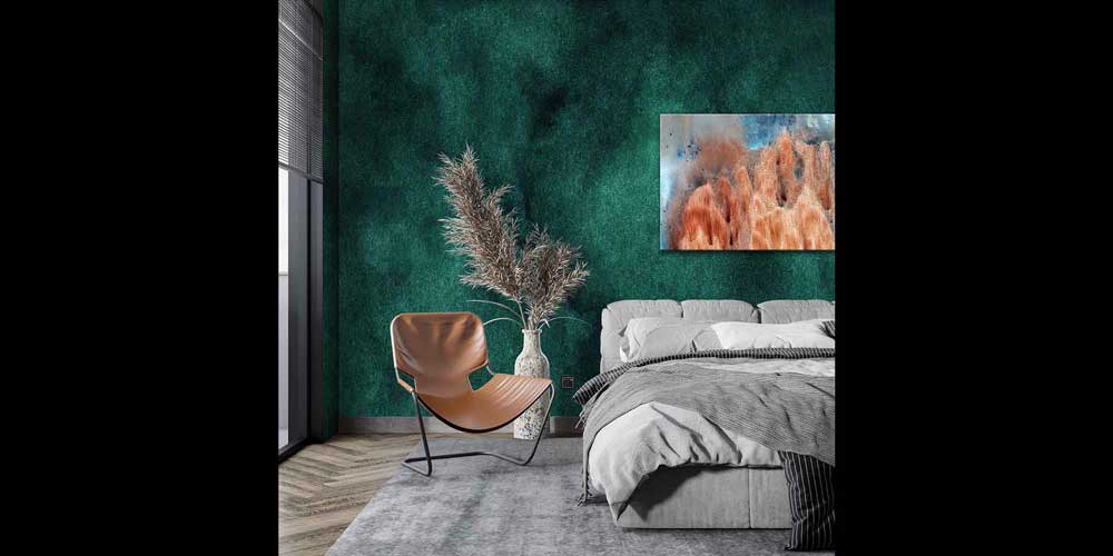 Zümrüt Yeşili Dokulu Soyut Duvar Kağıdı 4163