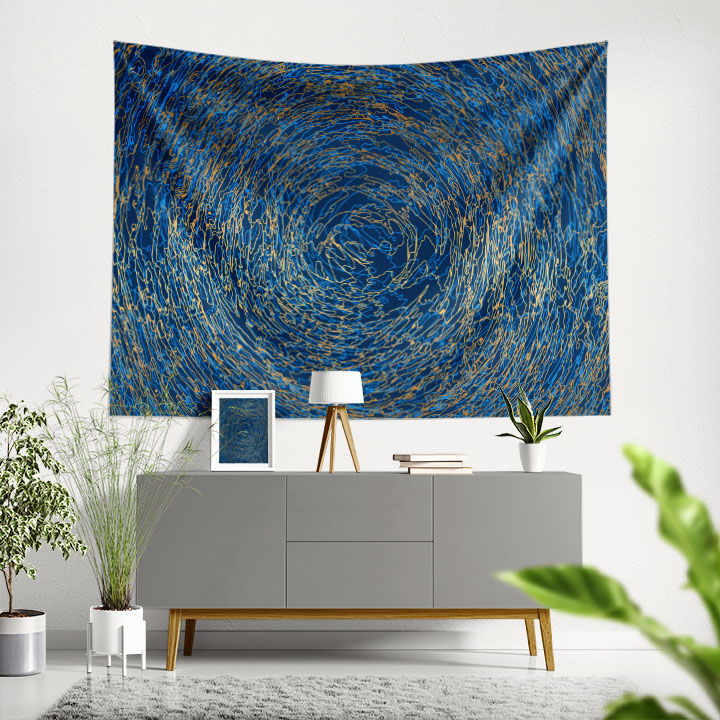 Mavi Spiral Soyut Duvar Örtüsü 4183