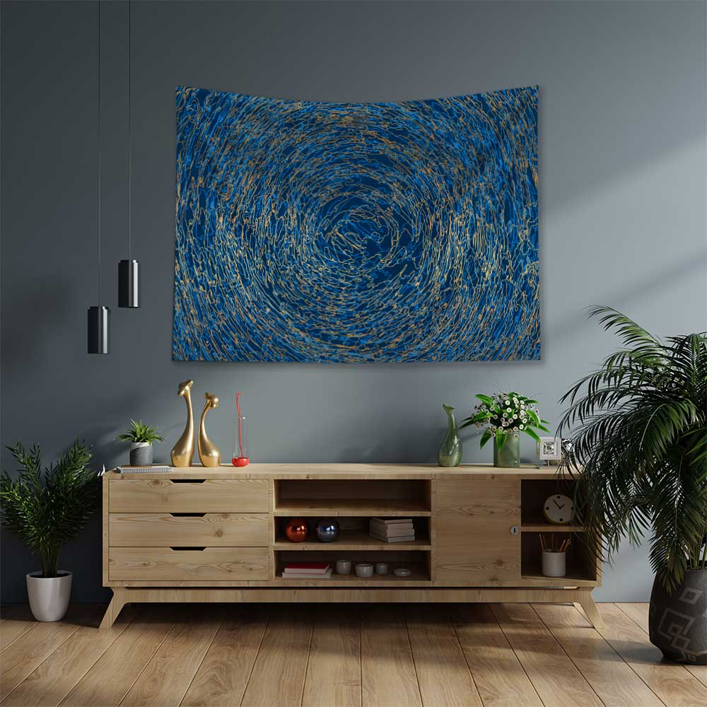 Mavi Spiral Soyut Duvar Örtüsü 4183