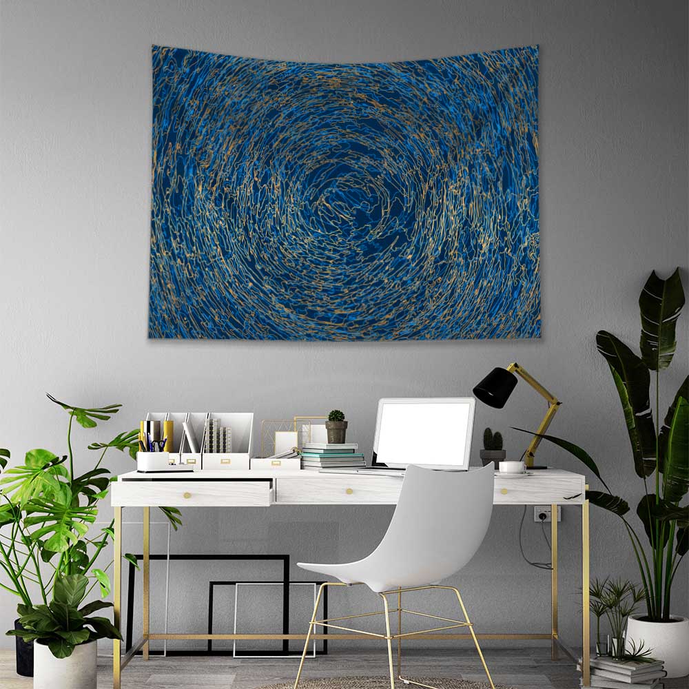 Mavi Spiral Soyut Duvar Örtüsü 4183