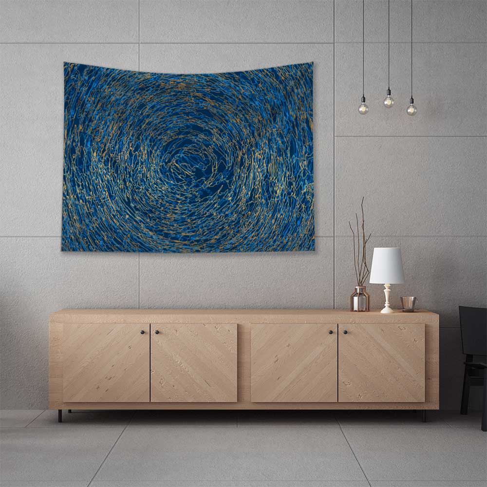 Mavi Spiral Soyut Duvar Örtüsü 4183