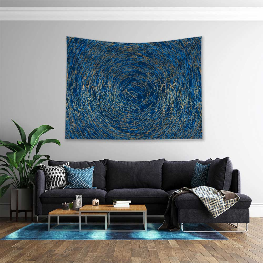Mavi Spiral Soyut Duvar Örtüsü 4183