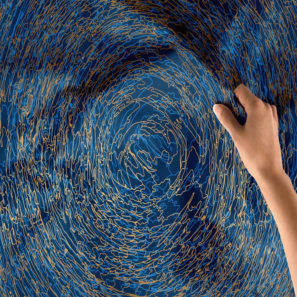 Mavi Spiral Soyut Duvar Örtüsü 4183