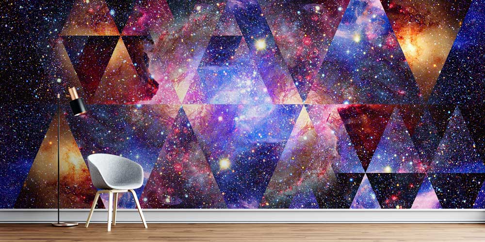 Geometrik Galaksi Desenli Modern Uzay Duvar Kağıdı 4352