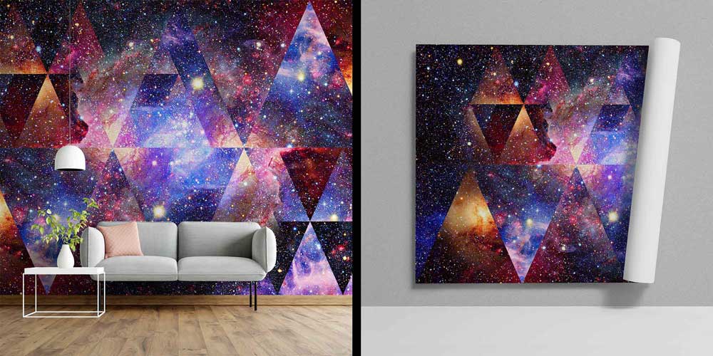 Geometrik Galaksi Desenli Modern Uzay Duvar Kağıdı 4352