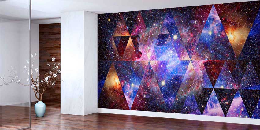 Geometrik Galaksi Desenli Modern Uzay Duvar Kağıdı 4352