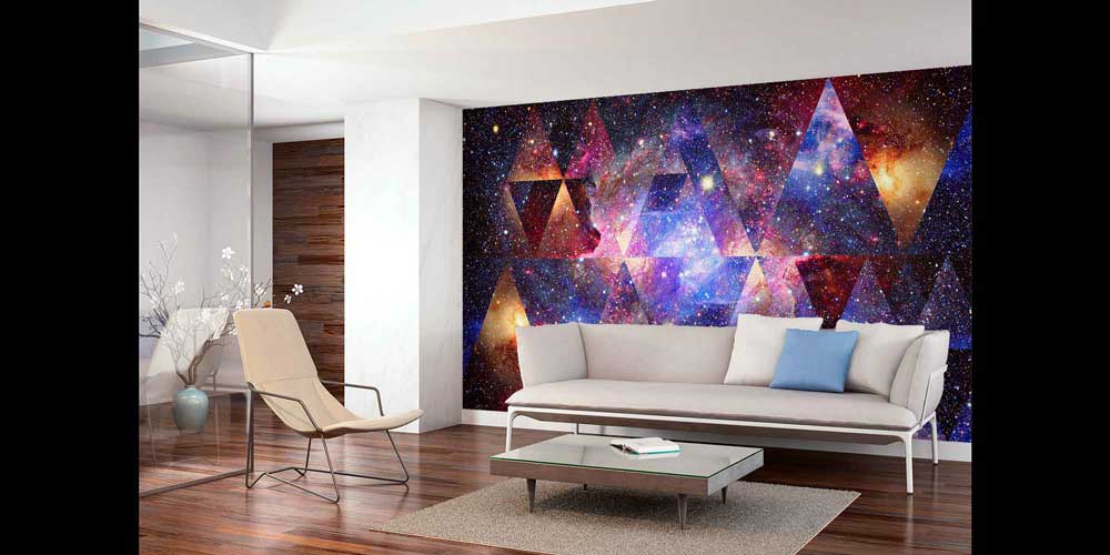 Geometrik Galaksi Desenli Modern Uzay Duvar Kağıdı 4352