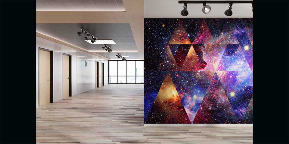 Geometrik Galaksi Desenli Modern Uzay Duvar Kağıdı 4352