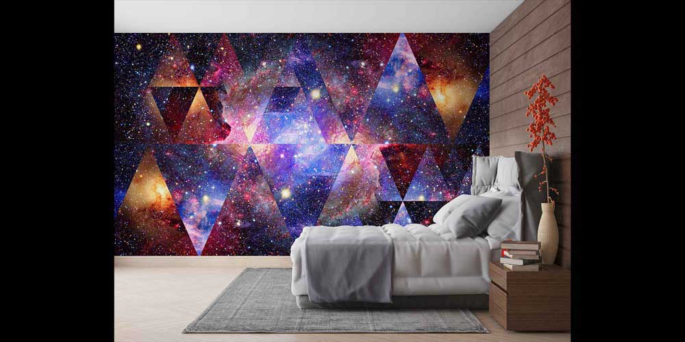 Geometrik Galaksi Desenli Modern Uzay Duvar Kağıdı 4352