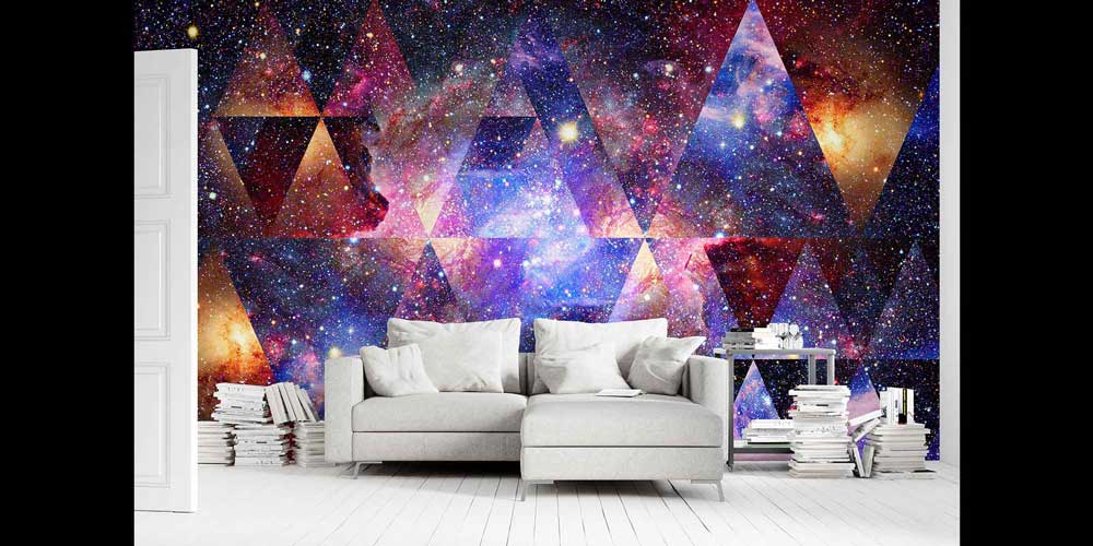 Geometrik Galaksi Desenli Modern Uzay Duvar Kağıdı 4352