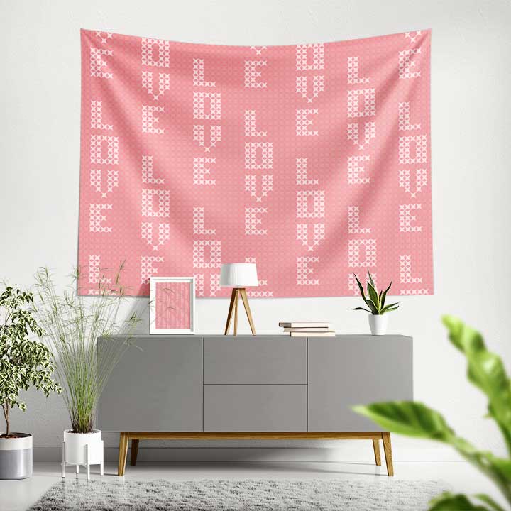 Minimal Love Desenli Duvar Örtüsü 4527