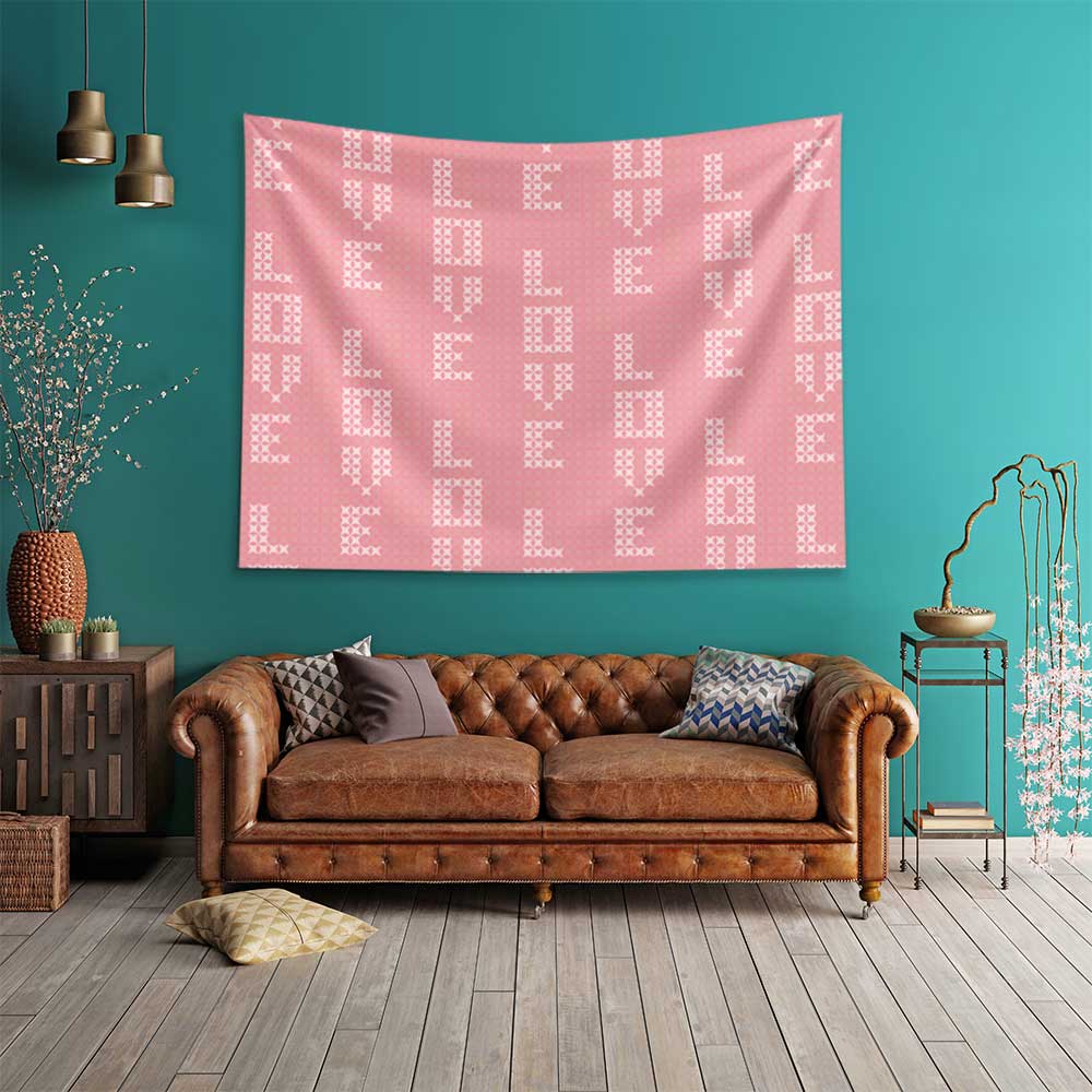 ev-dekorasyonu-4527-01 Minimal Love Desenli Duvar Örtüsü 4527