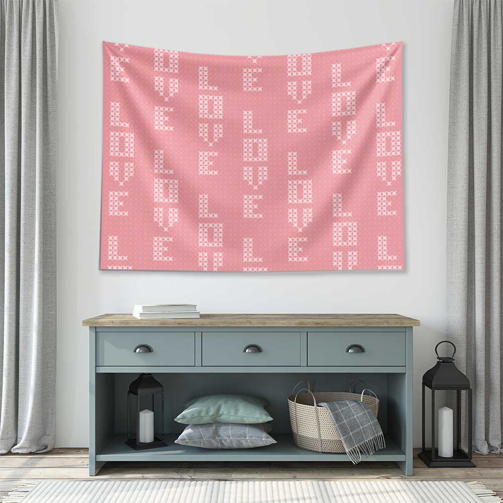 ev-dekorasyonu-4527-03 Minimal Love Desenli Duvar Örtüsü 4527