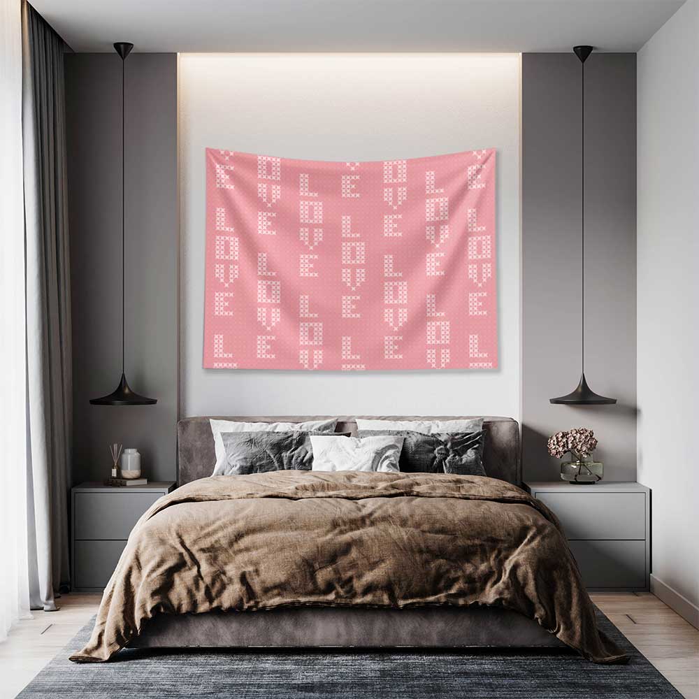 ev-dekorasyonu-4527-04 Minimal Love Desenli Duvar Örtüsü 4527