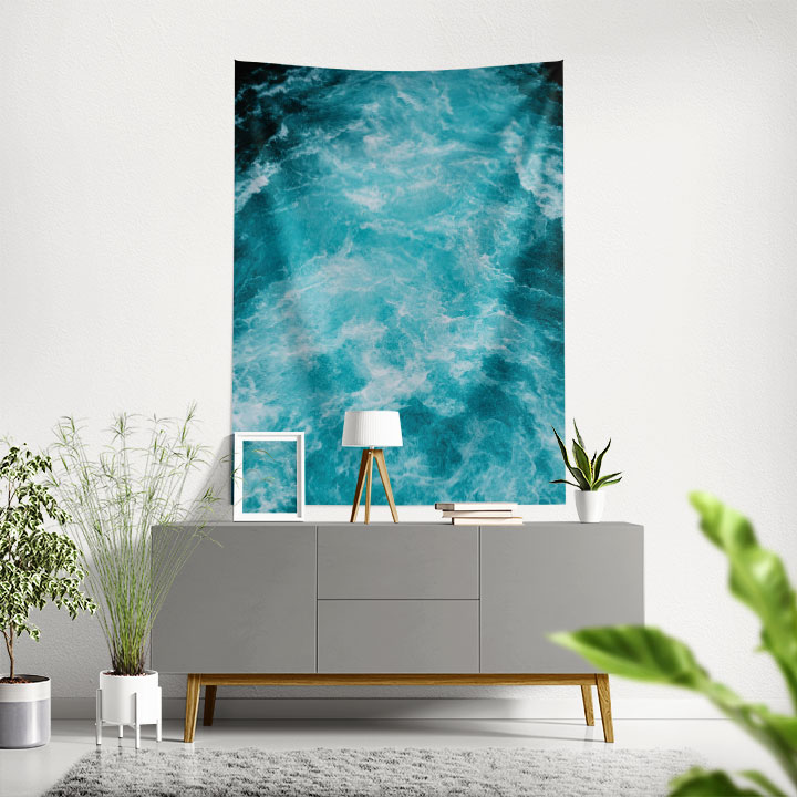 Turkuaz Dalgalı Deniz Yüzeyi Görünümlü Duvar Örtüsü 4652