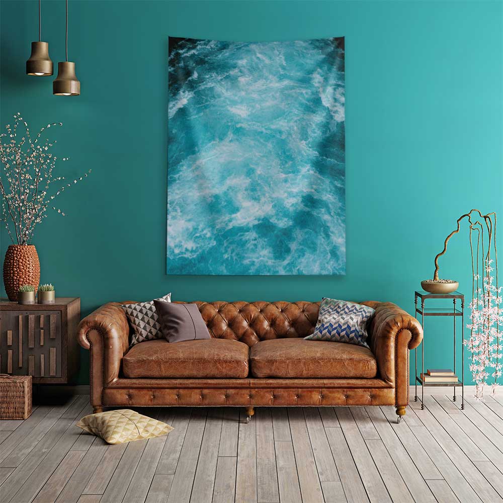 Turkuaz Dalgalı Deniz Yüzeyi Görünümlü Duvar Örtüsü 4652