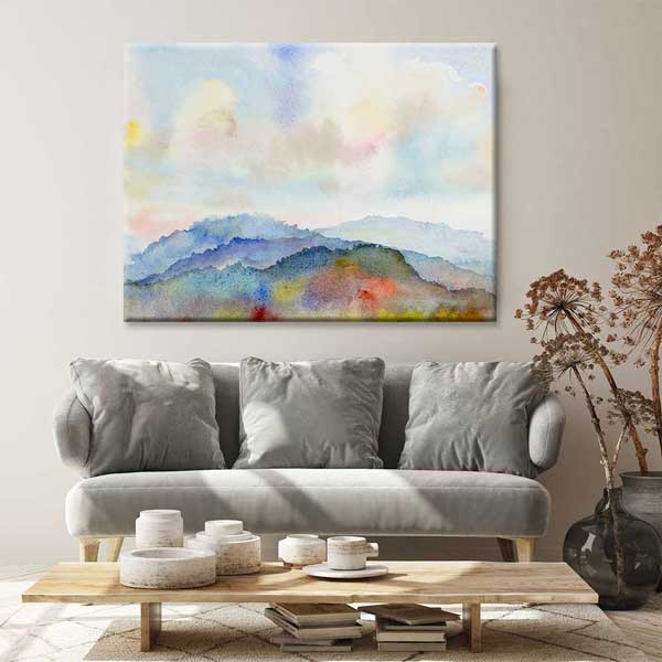 ev-dekorasyonu-4676-02 Akvarel Dağ Manzarası Kanvas Tablo 4676