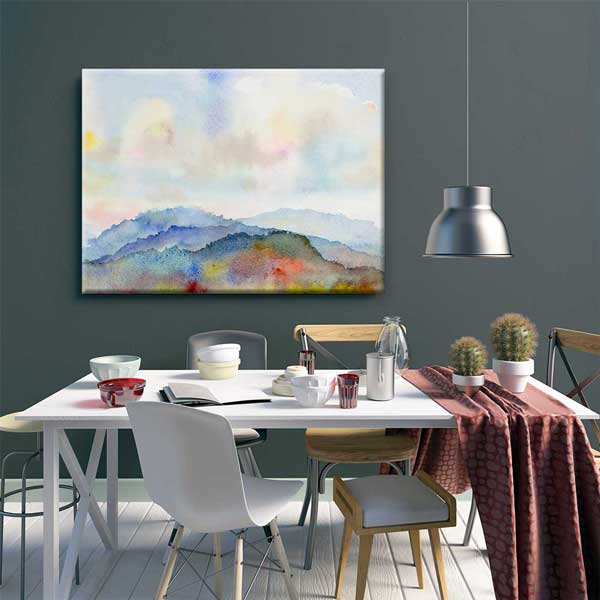 ev-dekorasyonu-4676-03 Akvarel Dağ Manzarası Kanvas Tablo 4676