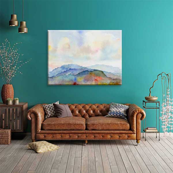 ev-dekorasyonu-4676-04 Akvarel Dağ Manzarası Kanvas Tablo 4676