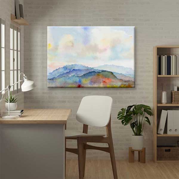 ev-dekorasyonu-4676-07 Akvarel Dağ Manzarası Kanvas Tablo 4676
