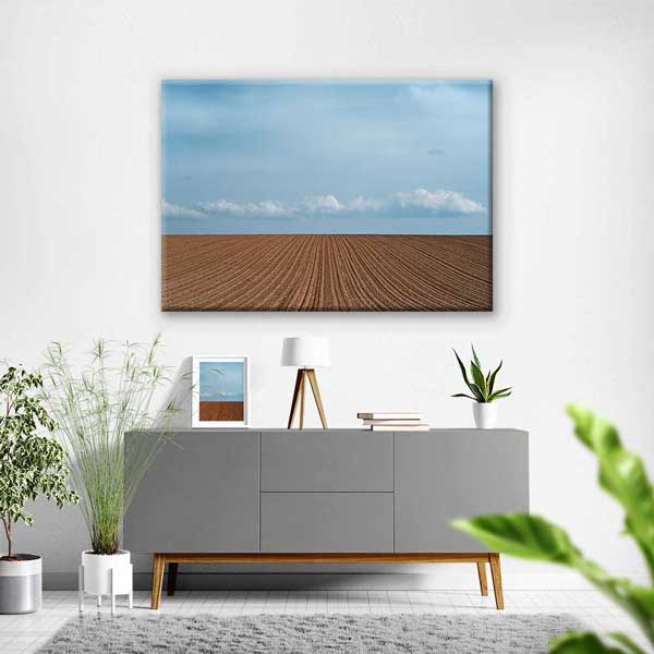 Sürülmüş Tarla ve Açık Gökyüzü Manzarası Kanvas Tablo 4684