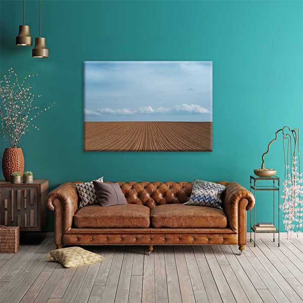 Sürülmüş Tarla ve Açık Gökyüzü Manzarası Kanvas Tablo 4684