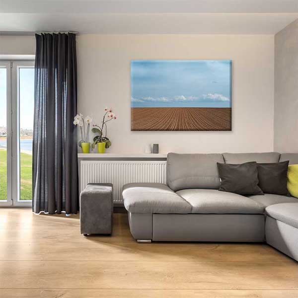 Sürülmüş Tarla ve Açık Gökyüzü Manzarası Kanvas Tablo 4684