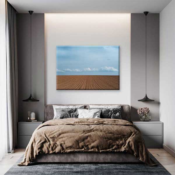 Sürülmüş Tarla ve Açık Gökyüzü Manzarası Kanvas Tablo 4684