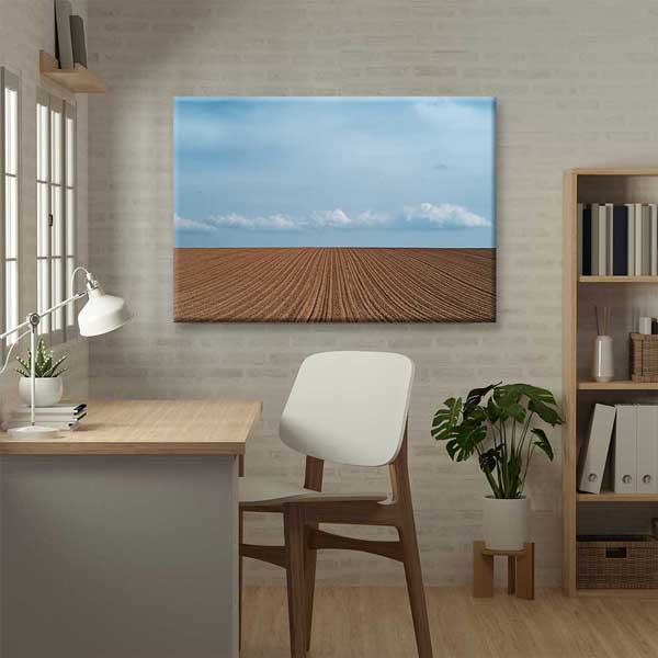 Sürülmüş Tarla ve Açık Gökyüzü Manzarası Kanvas Tablo 4684