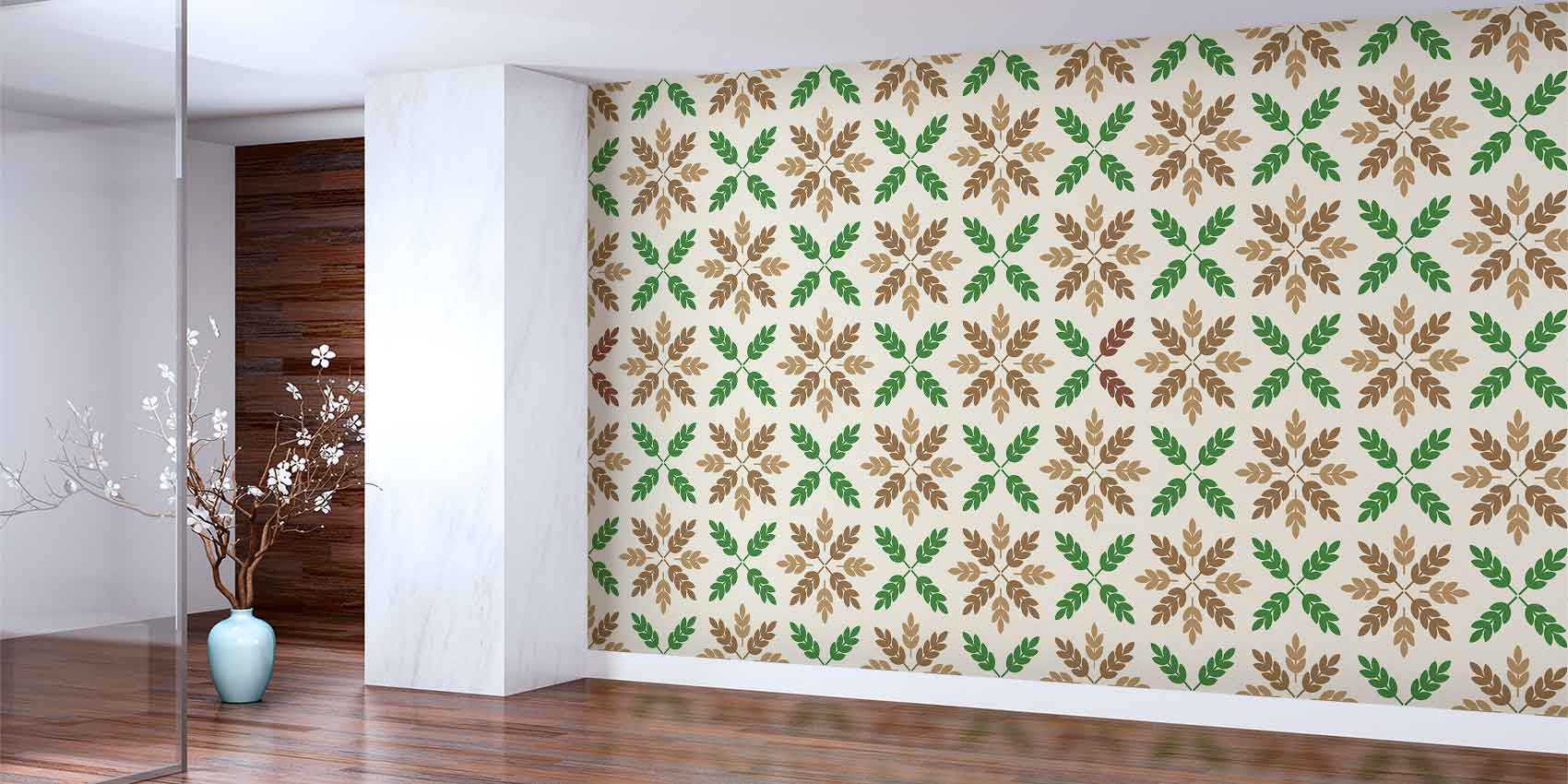 Yaprak Motifli Klasik Botanik Duvar Kağıdı 4723