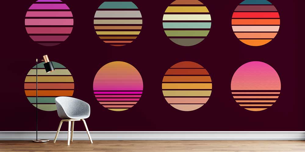 ev-dekorasyonu-4834-0 Çizgisel Disk Formları Soyut Dijital Sanat Duvar Kağıdı 4834