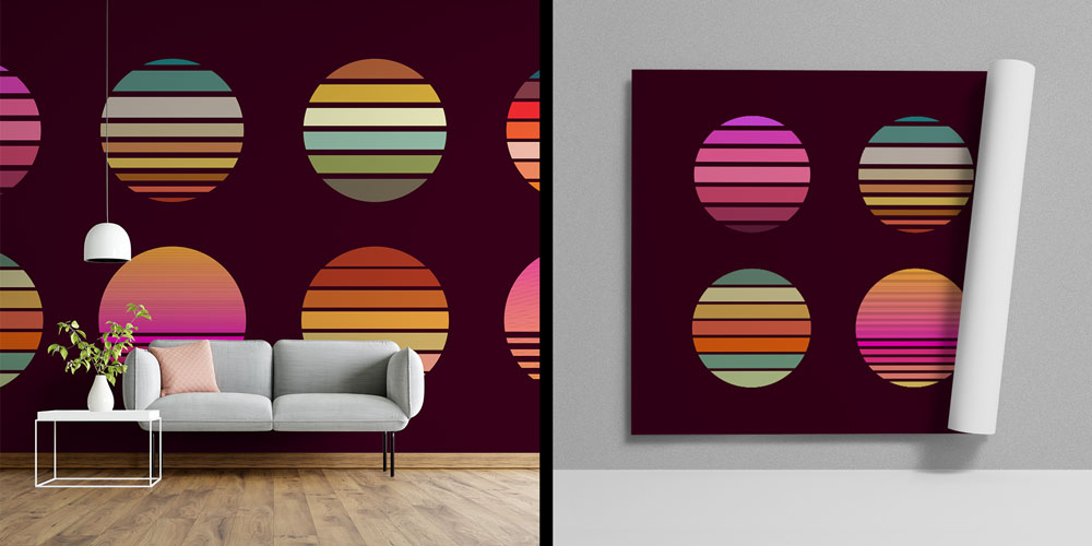 ev-dekorasyonu-4834-00 Çizgisel Disk Formları Soyut Dijital Sanat Duvar Kağıdı 4834